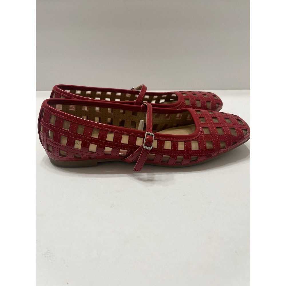 Wild Fable Lorelei Woven Mary Jane Flats Red Women's 7.5 Gold Buckle Strap